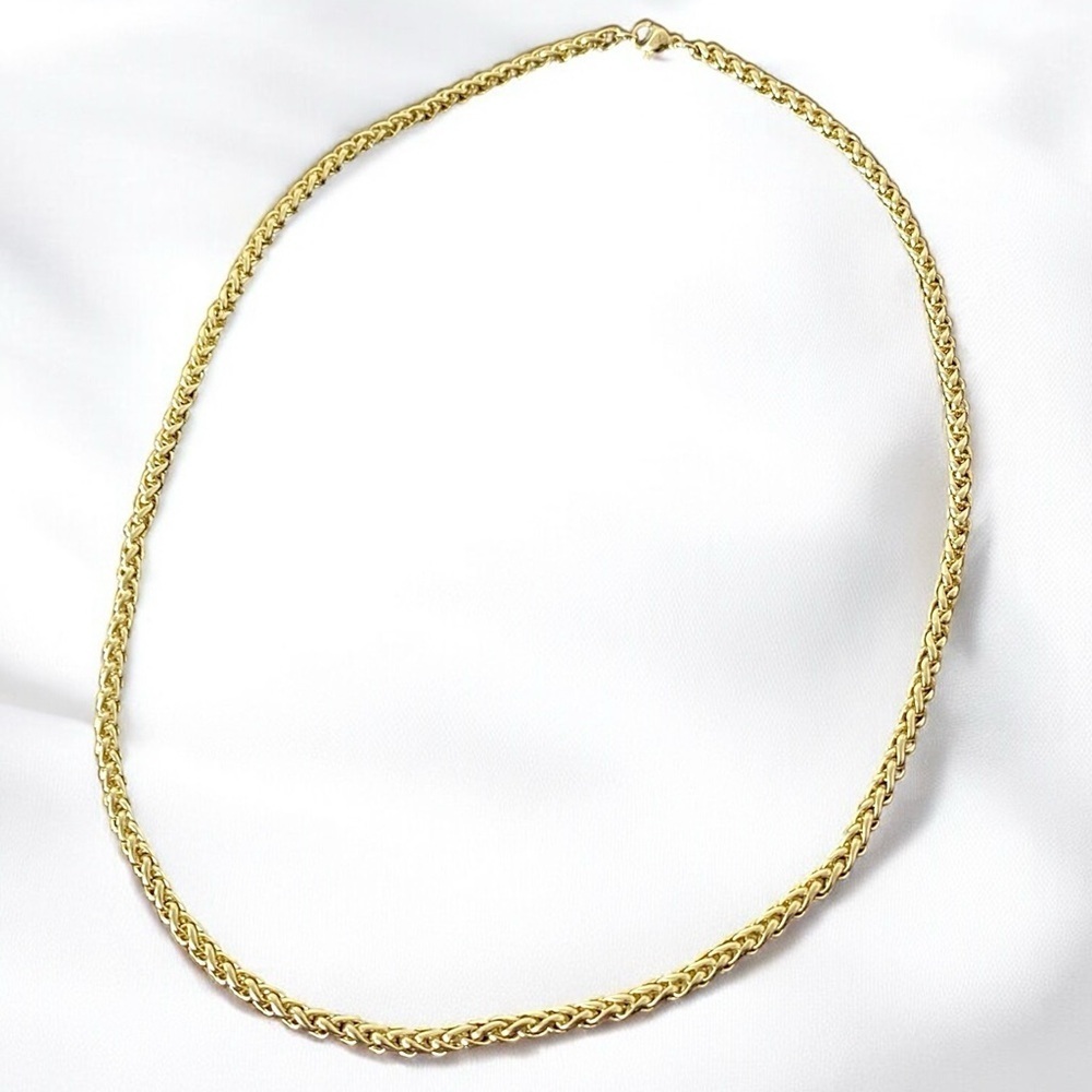 Classic 22 inch 4mm 18k Gold Plated Wheat Chain Necklace - Gold - Picture 3 of 6